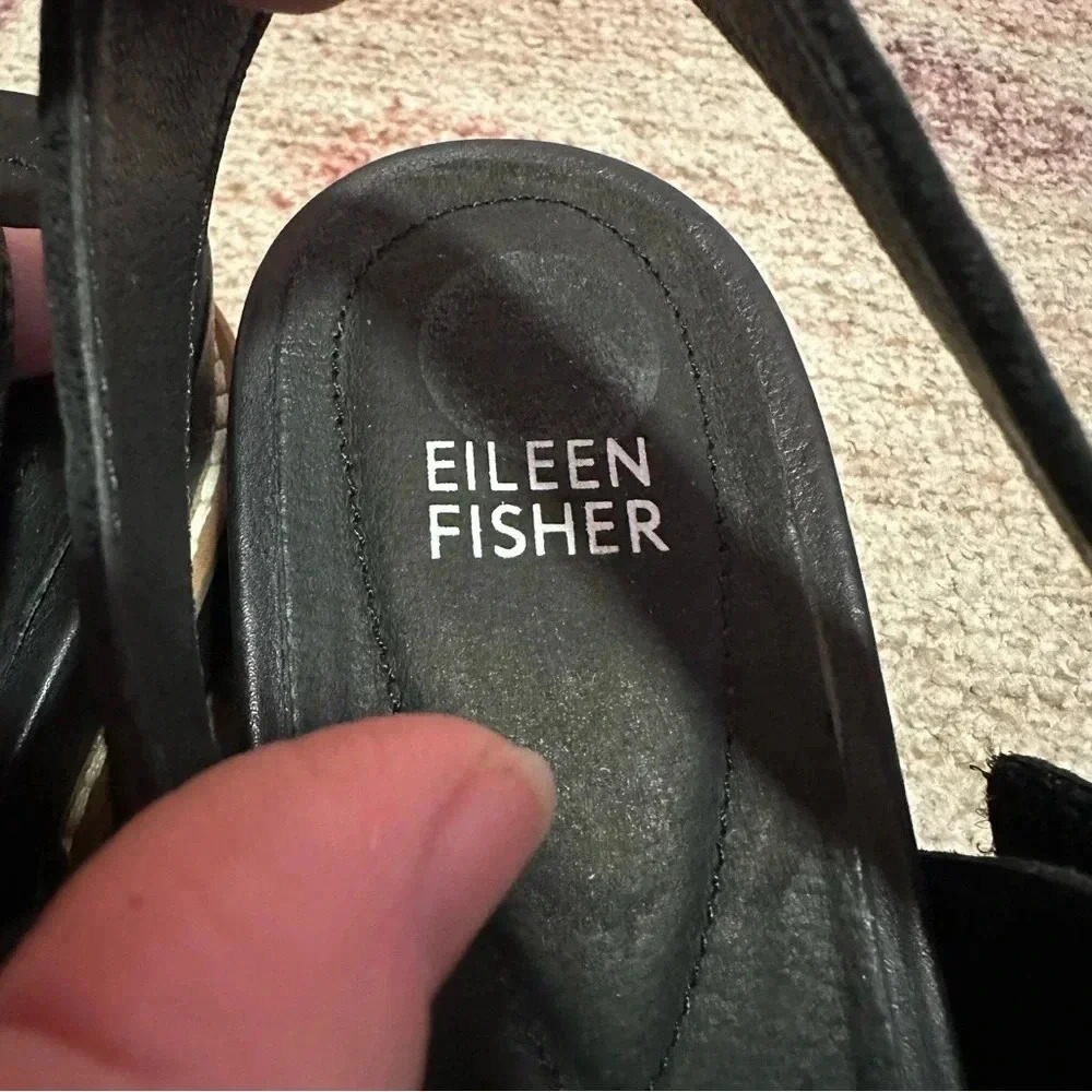 NWOT Eileen Fisher• Black Velcro Strap Sandals Size 9 - Picture 4 of 13